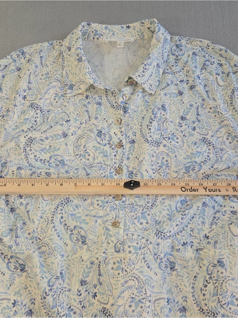 Lucky Brand White Paisley Button-Front Midi Dress with Light Blue Accents - Picture 7 of 8